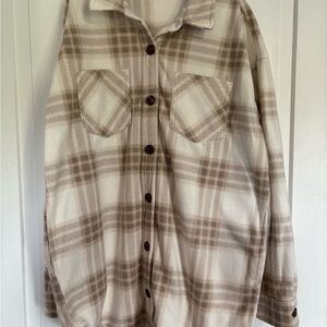 Maurices Cream and Brown Plaid Shirt